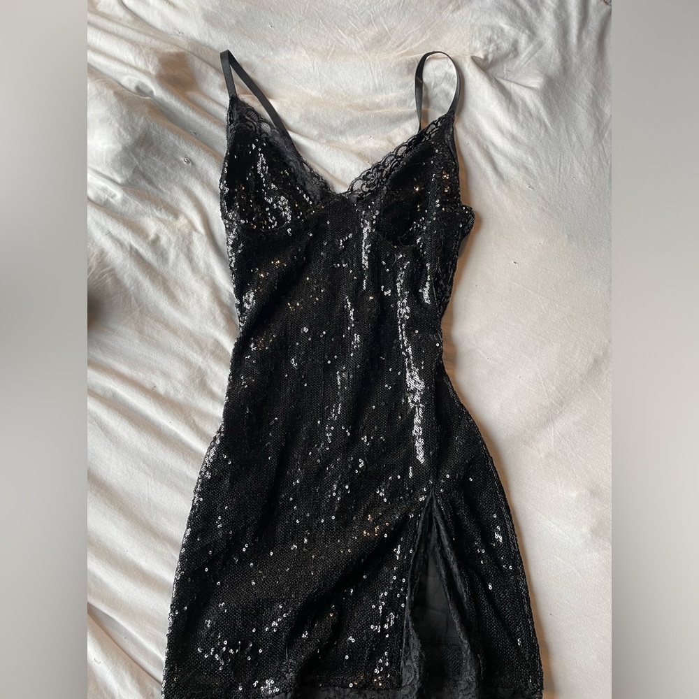 MOTEL ROCKS black sequin mini dress